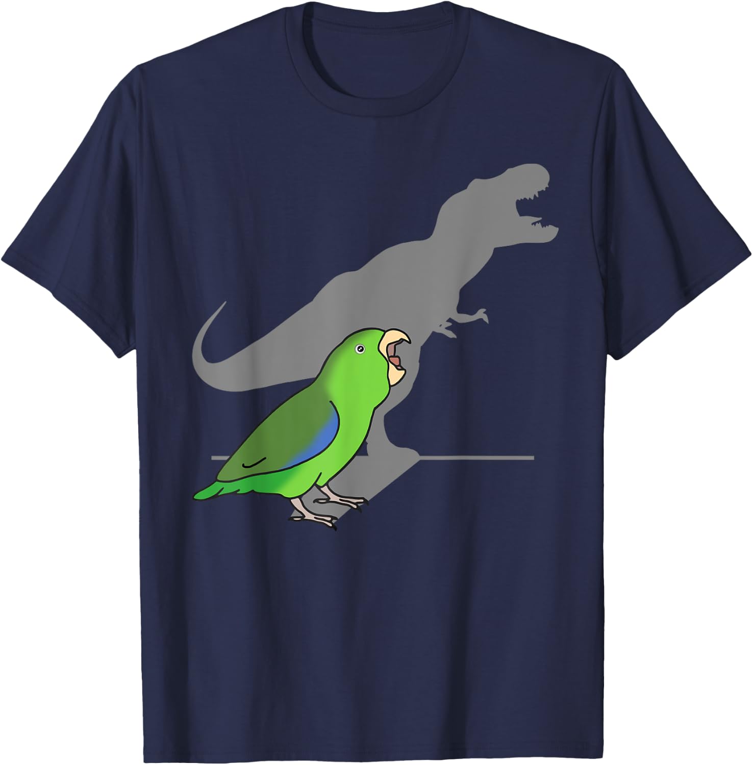 T-rex Green Parrotlet Cute Parakeet Funny Parrot Birb memes T-Shirt - T-Shirt | Navy