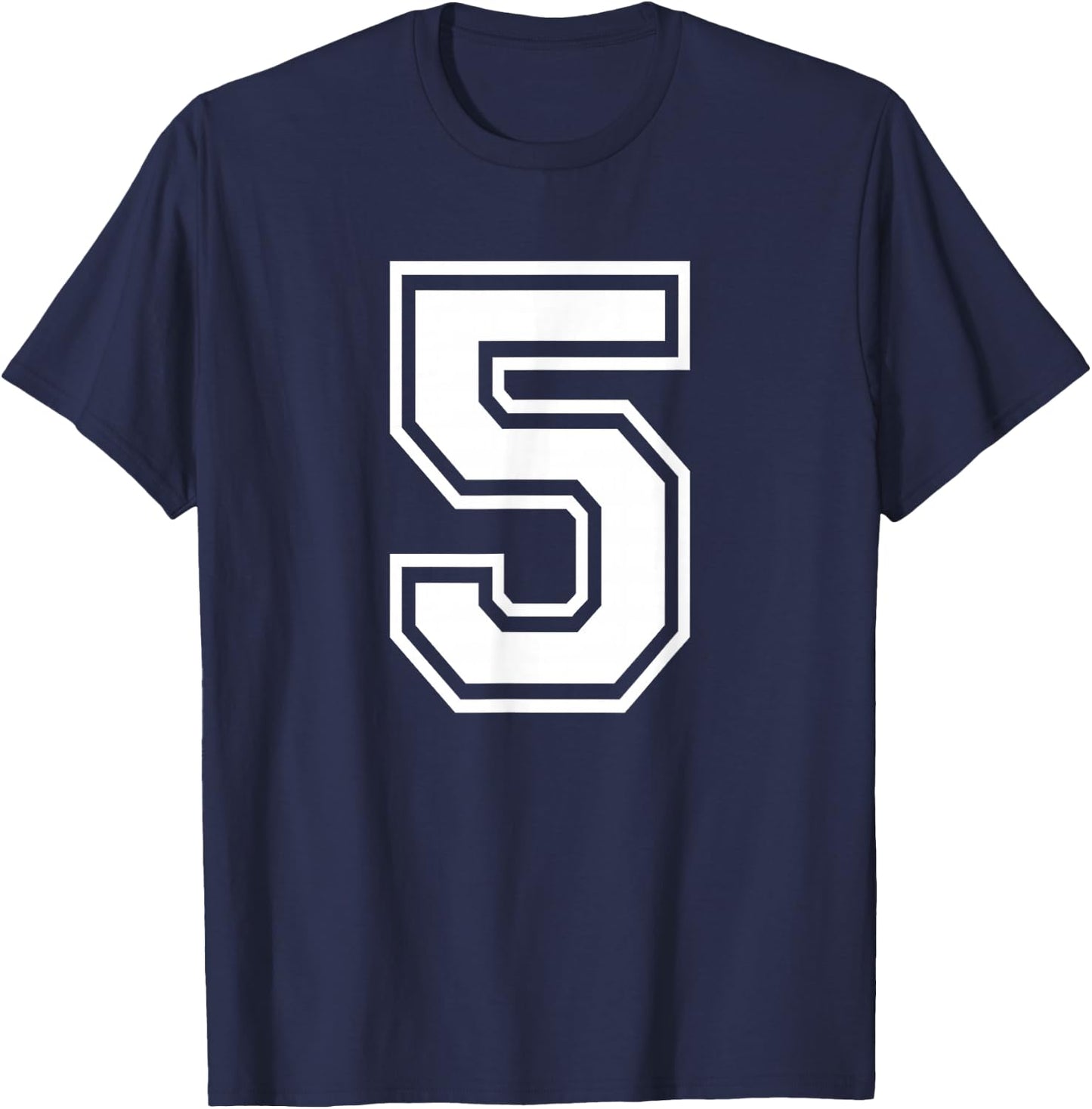 Number 5 Birthday Gift Sports Player Team Numbered Jersey T-Shirt - T-Shirt | Navy