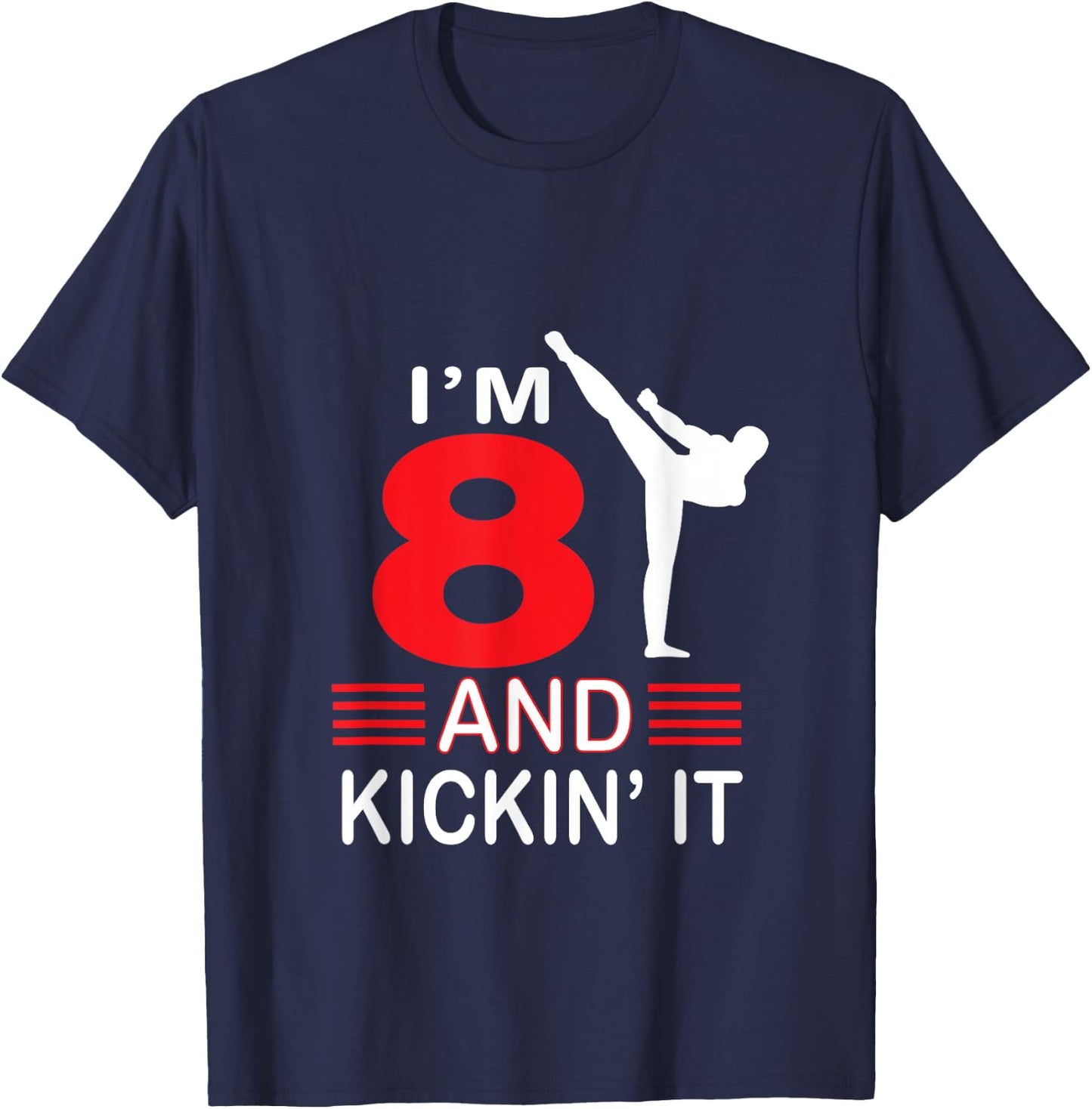 8th Birthday Karate Gifts 8 Years Old Birthday Martial Arts Gift Boys Girls T-Shirt - T-Shirt | Navy