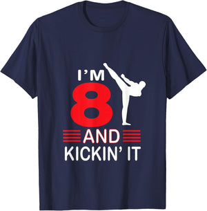 8th Birthday Karate Gifts 8 Years Old Birthday Martial Arts Gift Boys Girls T-Shirt - T-Shirt | Navy