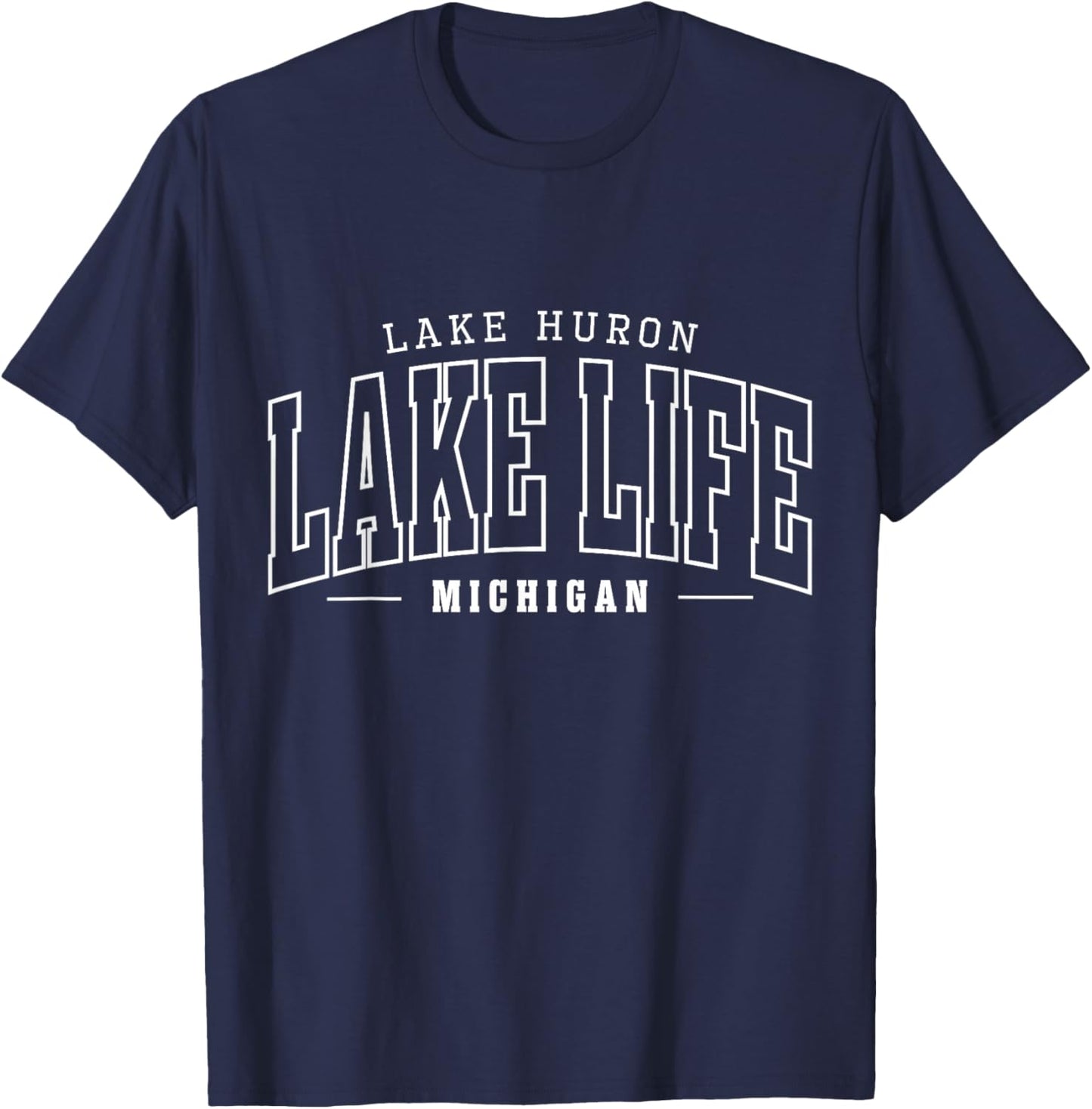 Lake Life Minimalist Huron Lake Summer Vacation Babe T-Shirt - T-Shirt | Navy