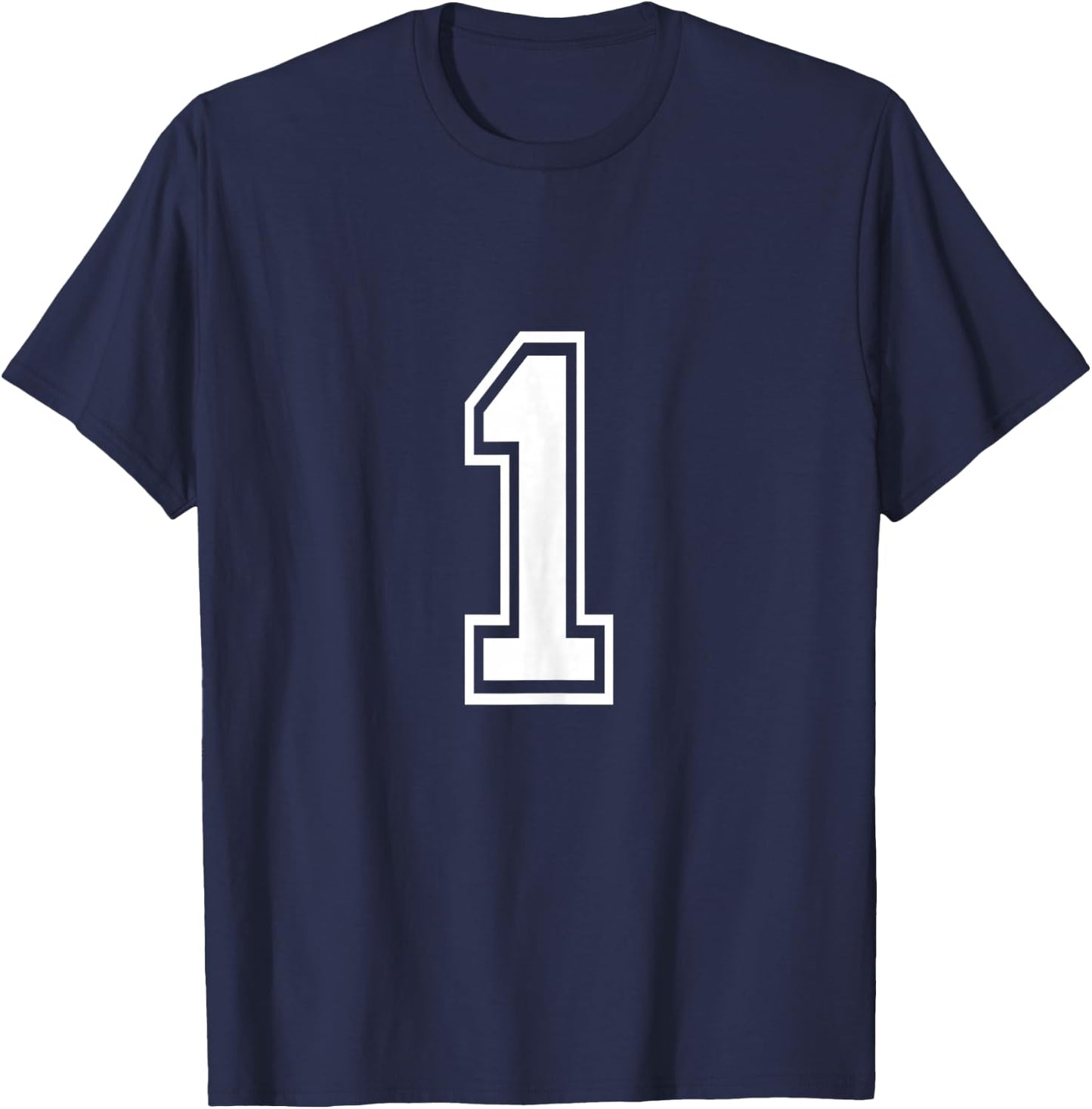 Number 1 Birthday Sports Player Team Numbered Jersey T-Shirt - T-Shirt | Navy