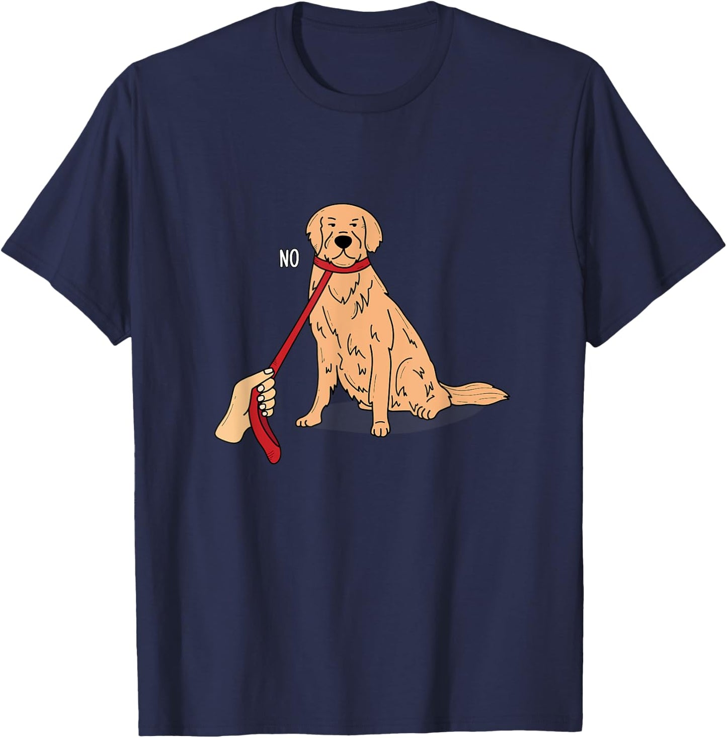 Funny Golden Retriever Cartoon style NO Design T-Shirt - T-Shirt | Navy