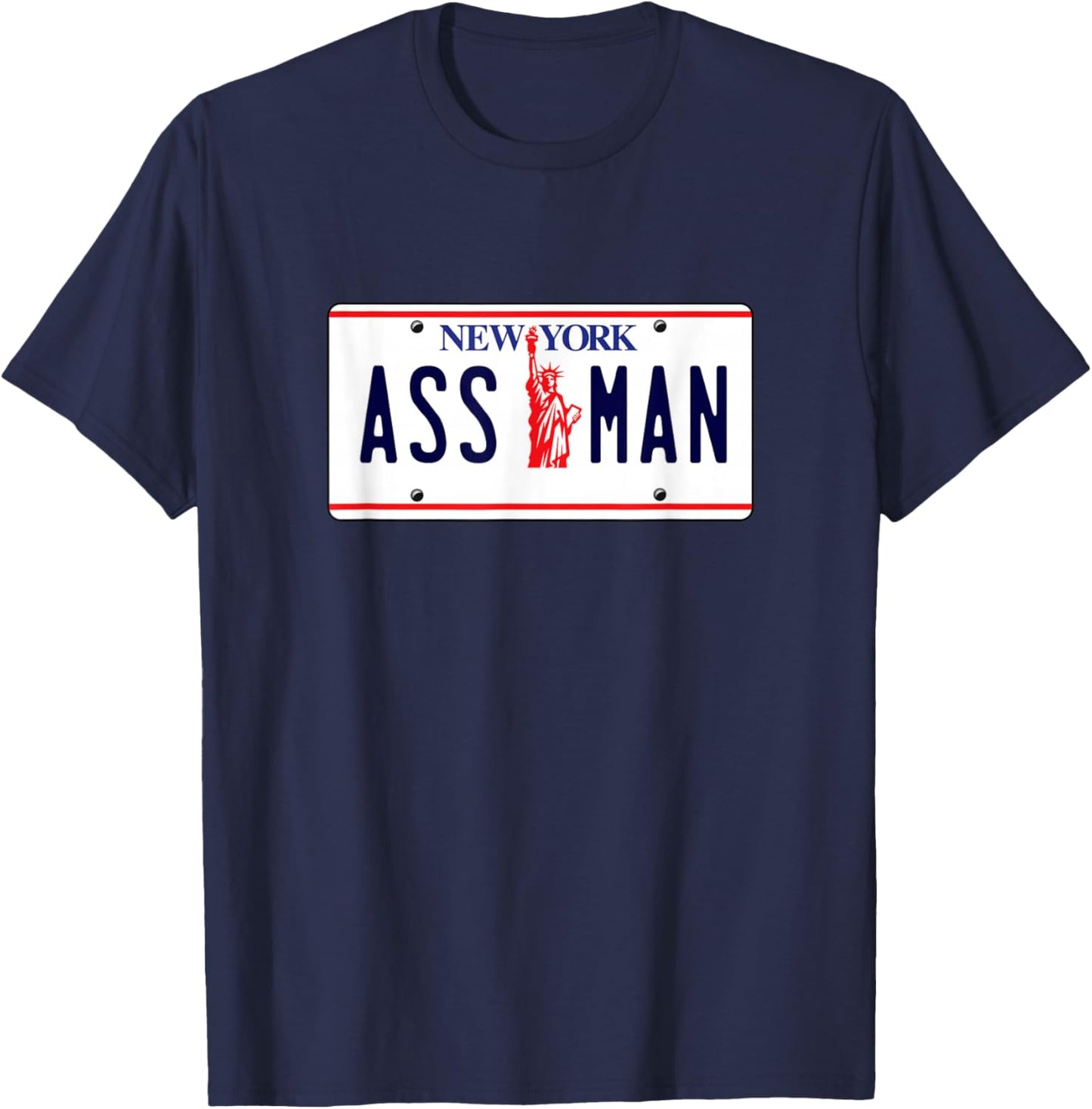 New York ASSMAN ASS MAN License Plate T-Shirt - T-Shirt | Navy