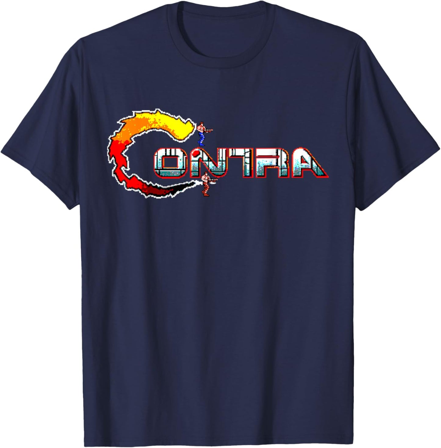 Contra Logo Retro Gamer Nostalgia Classic 8-Bit Revival T-Shirt - T-Shirt | Navy