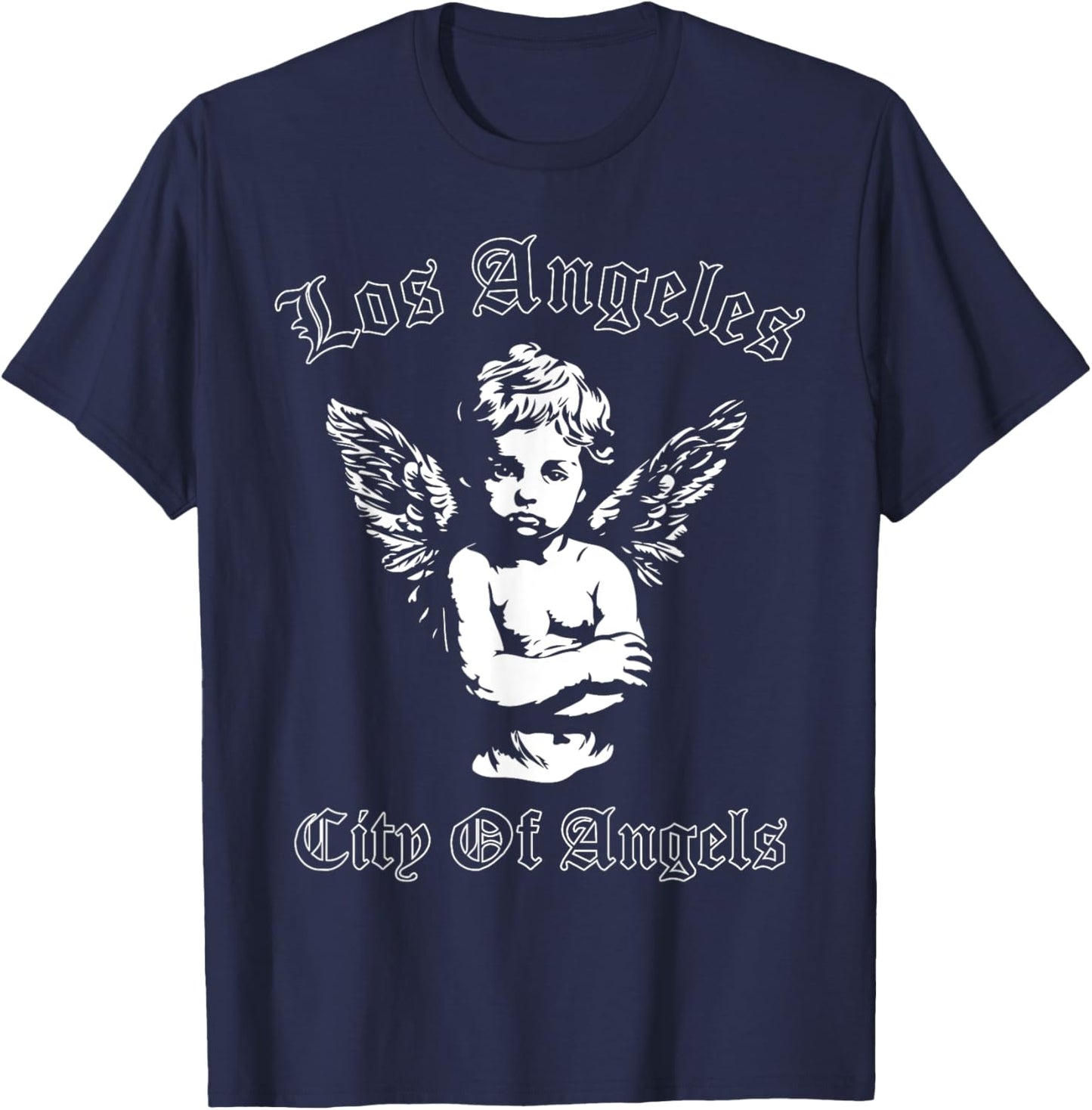Los Angeles OG Chicano Angel LA California , Small, Black T-Shirt - T-Shirt | Navy