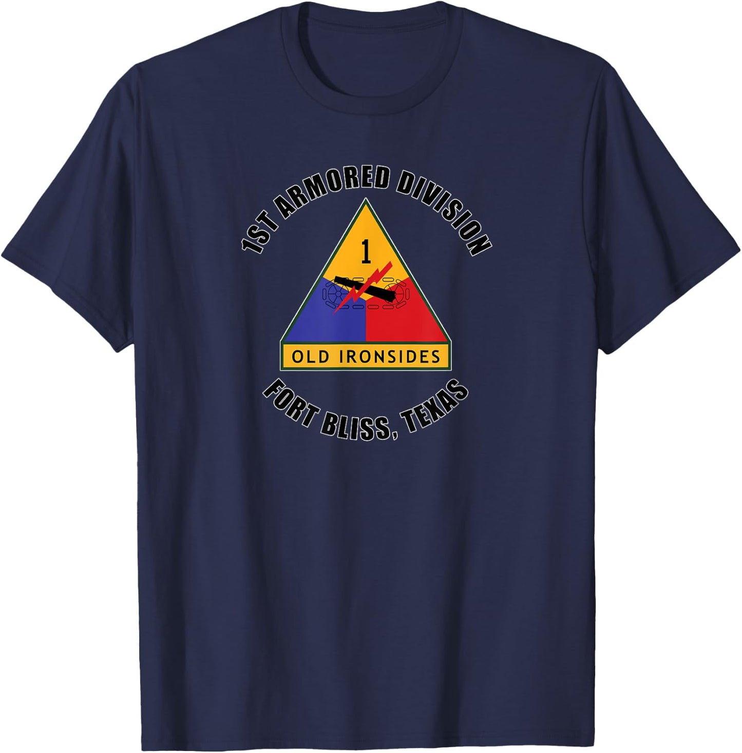 1st Armored Division Fort Bliss Texas Emblem Veteran Gift T-Shirt - T-Shirt | Navy