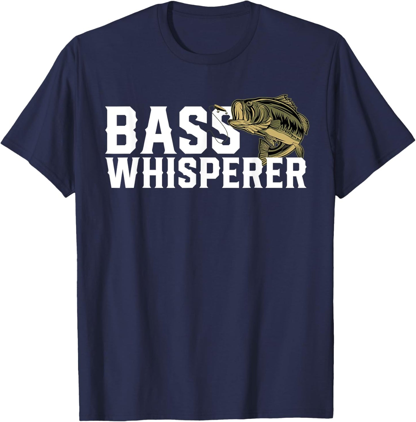 Bass Whisperer Funny Largemouth Fishing Gift Fisherman T-Shirt - T-Shirt | Navy