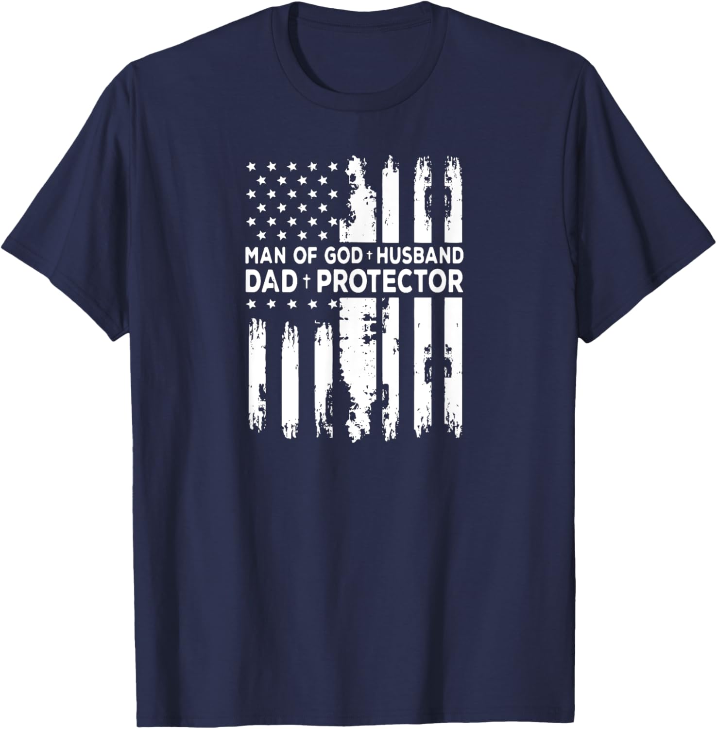 Jesus God Religious Man of God Husband Dad Protector T-Shirt - T-Shirt | Navy