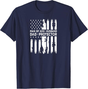 Jesus God Religious Man of God Husband Dad Protector T-Shirt - T-Shirt | Navy