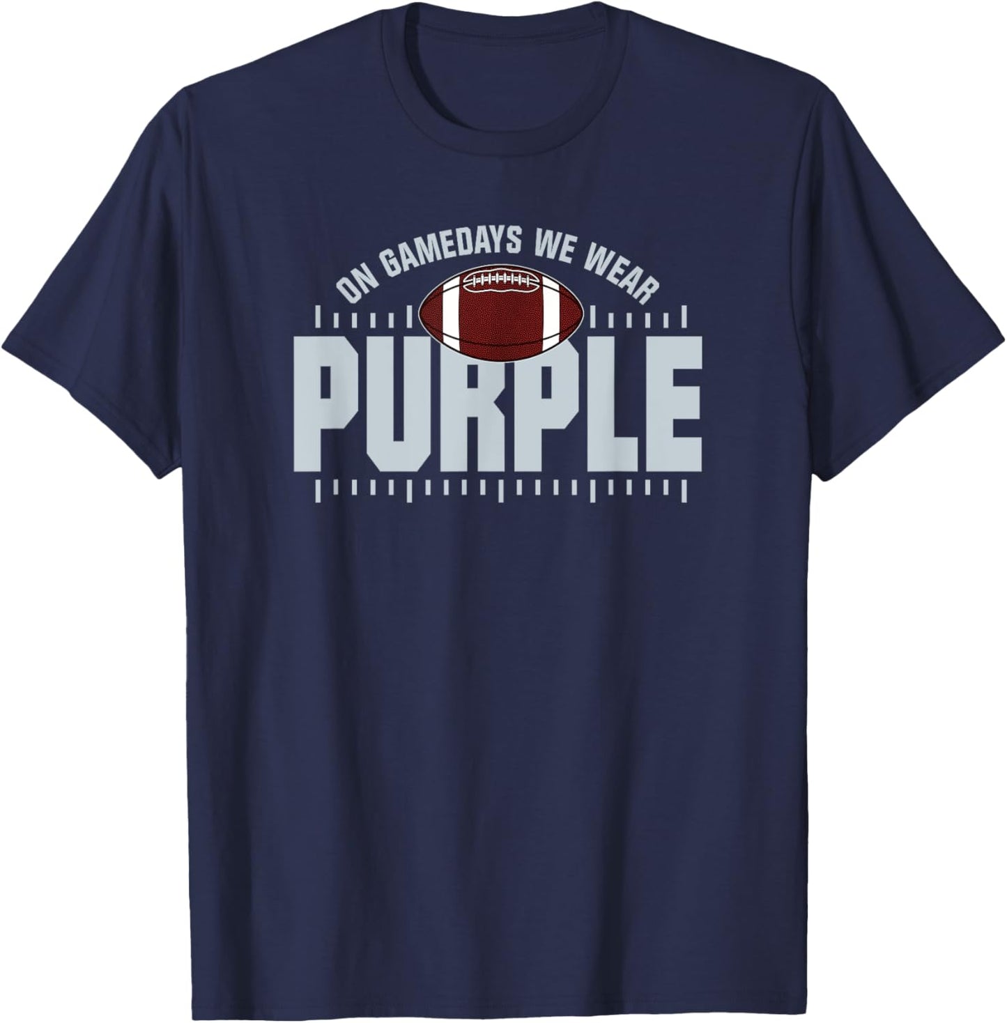 On Gamedays We Wear Purple Silver Lettering T-Shirt - T-Shirt | Navy
