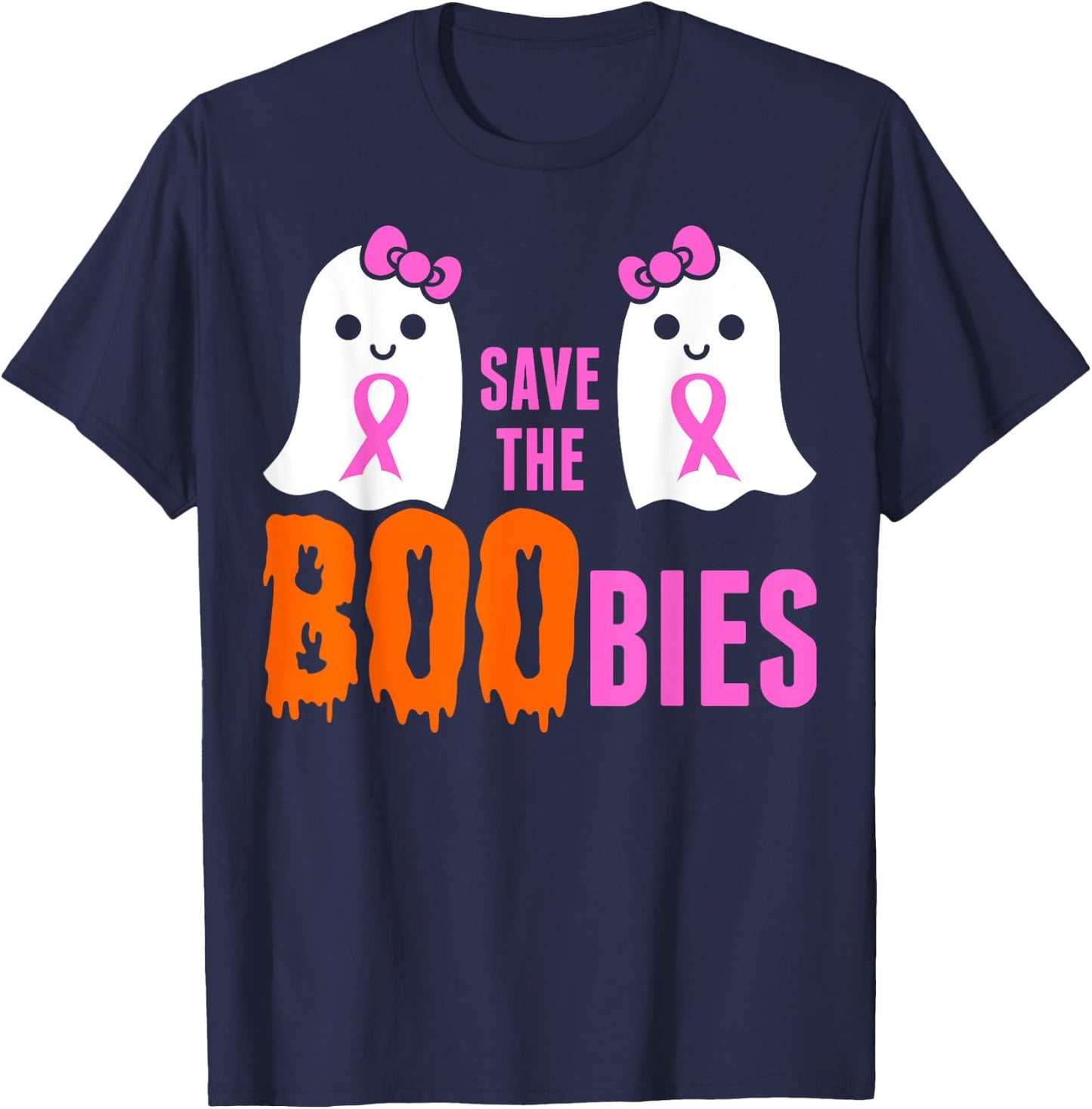Save The Boobies Halloween T-Shirt - T-Shirt | Navy