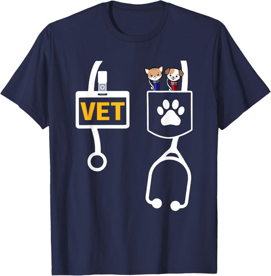 Vet Tech Veterinarian Costume Vet Tech Adult Kids Men Women T-Shirt - T-Shirt | Navy