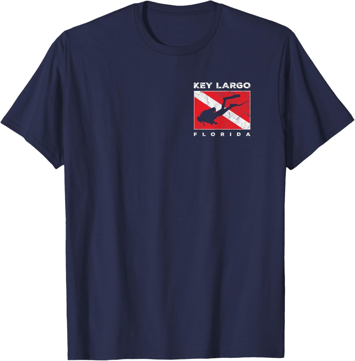 Key Largo Florida Scuba Dive Flag - 2 Sided T-Shirt - T-Shirt | Navy