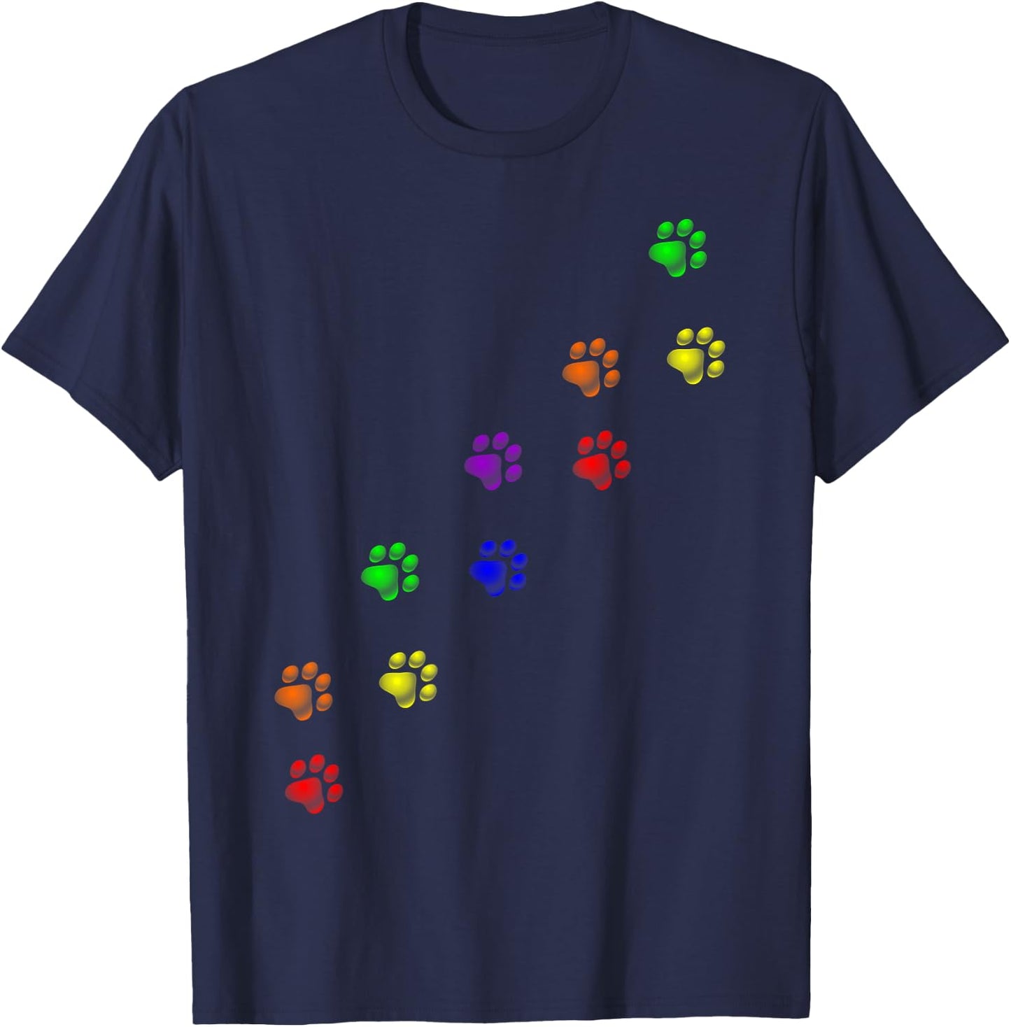 Rainbow Paw Prints Gay Pride Pet Dog Cat Owner Lover Men Women T-Shirt - T-Shirt | Navy