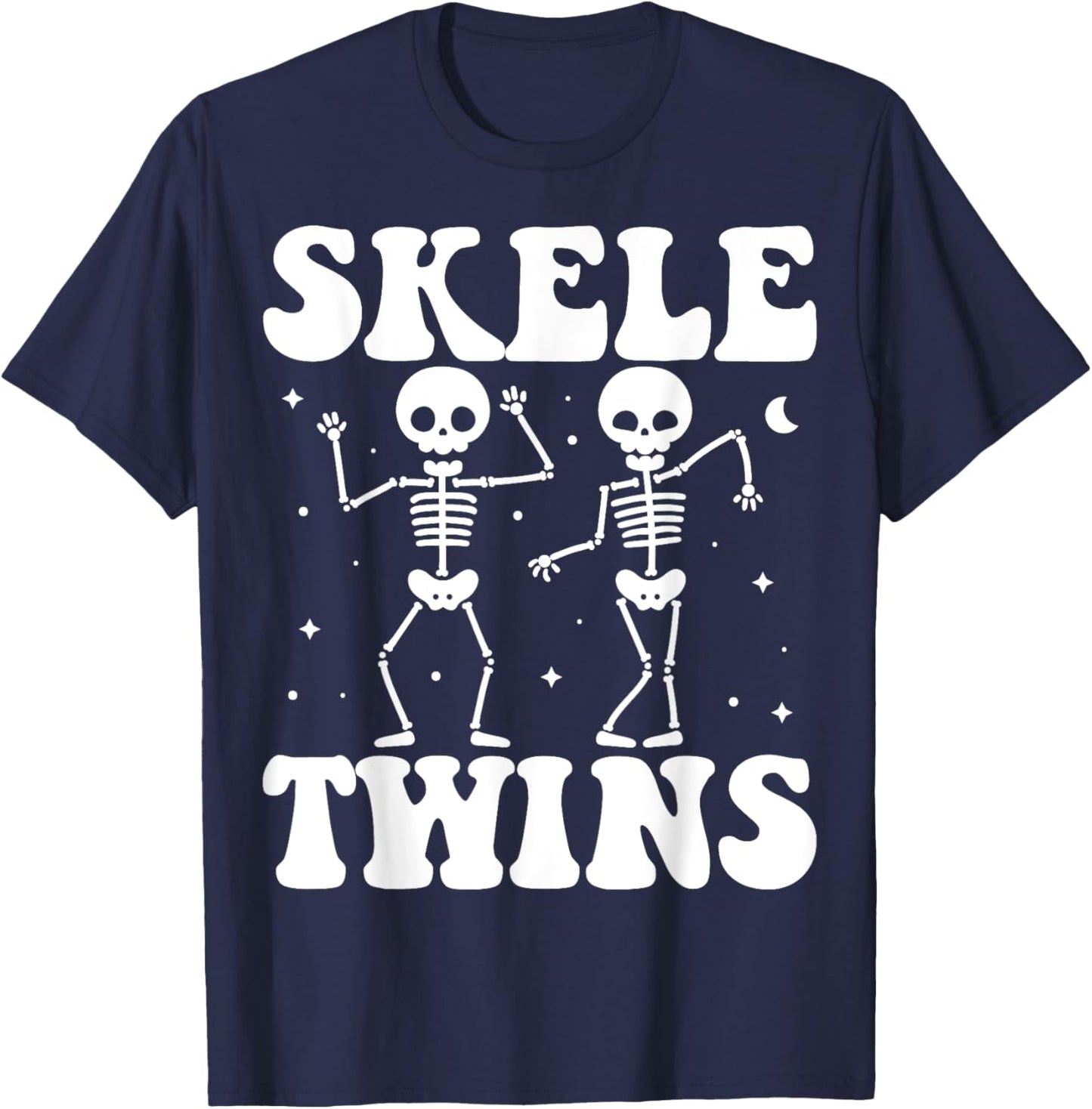 Funny Dancing Skeletons Twins Halloween Matching Skeletwins T-Shirt - T-Shirt | Navy