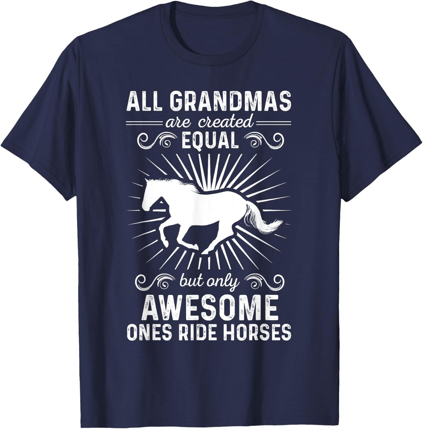 All Awesome Grandmas Ride Horses Gift For Family T-Shirt - T-Shirt | Navy