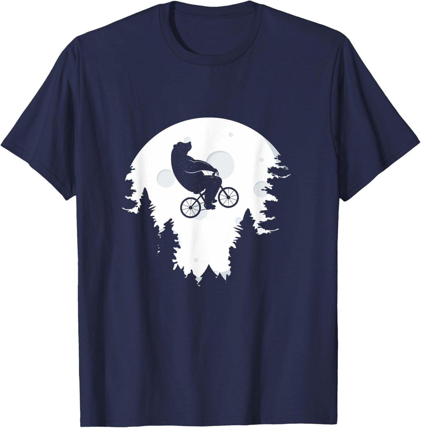 Funny Bear Cycling Mountain Bike Moon Bicycle T-Shirt - T-Shirt | Navy