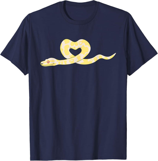 Cute Albino Ball Python Heart T-Shirt - T-Shirt | Navy