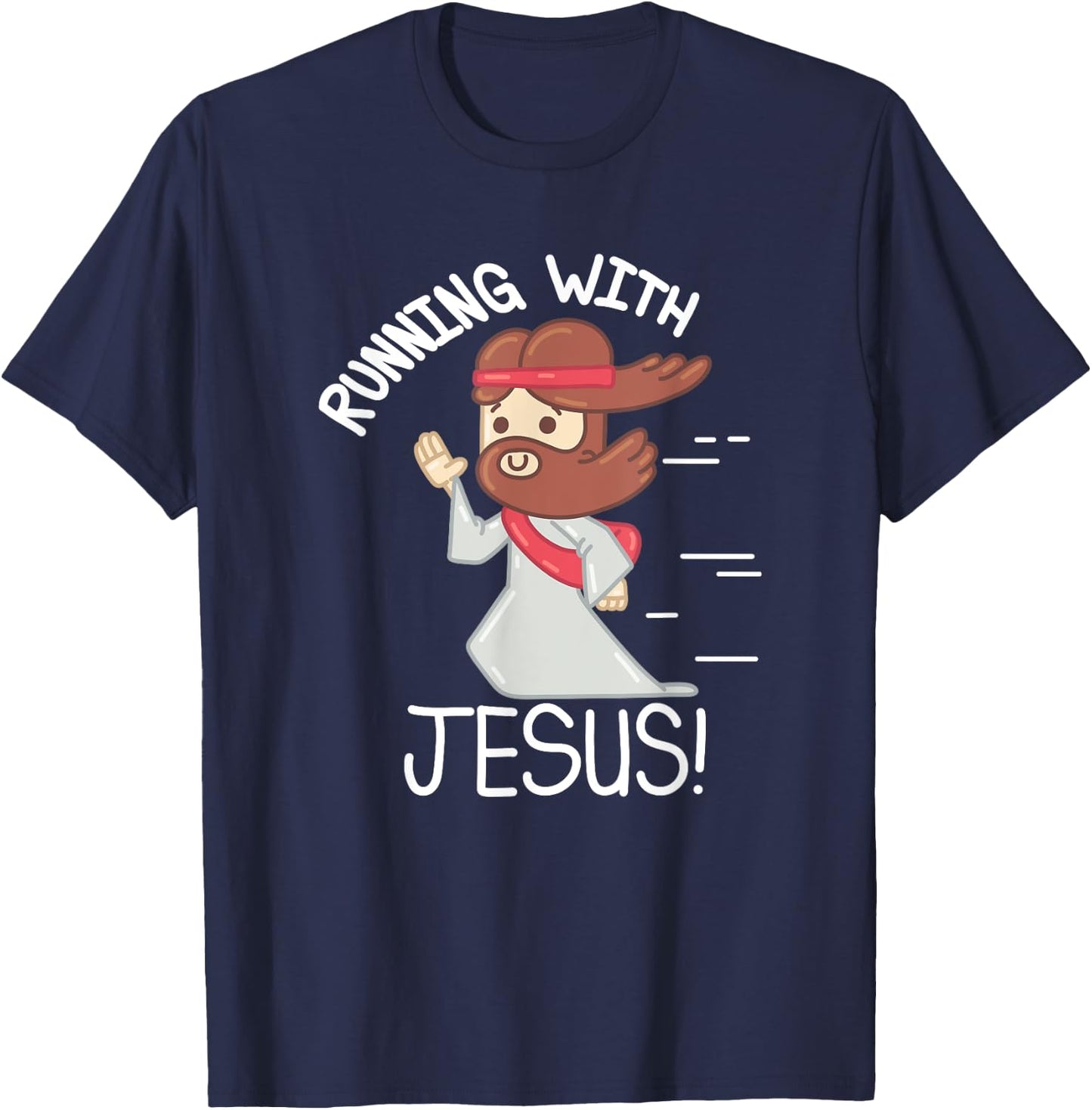 Running With Jesus Christian Faith Runner And Jogging T-Shirt - T-Shirt | Navy