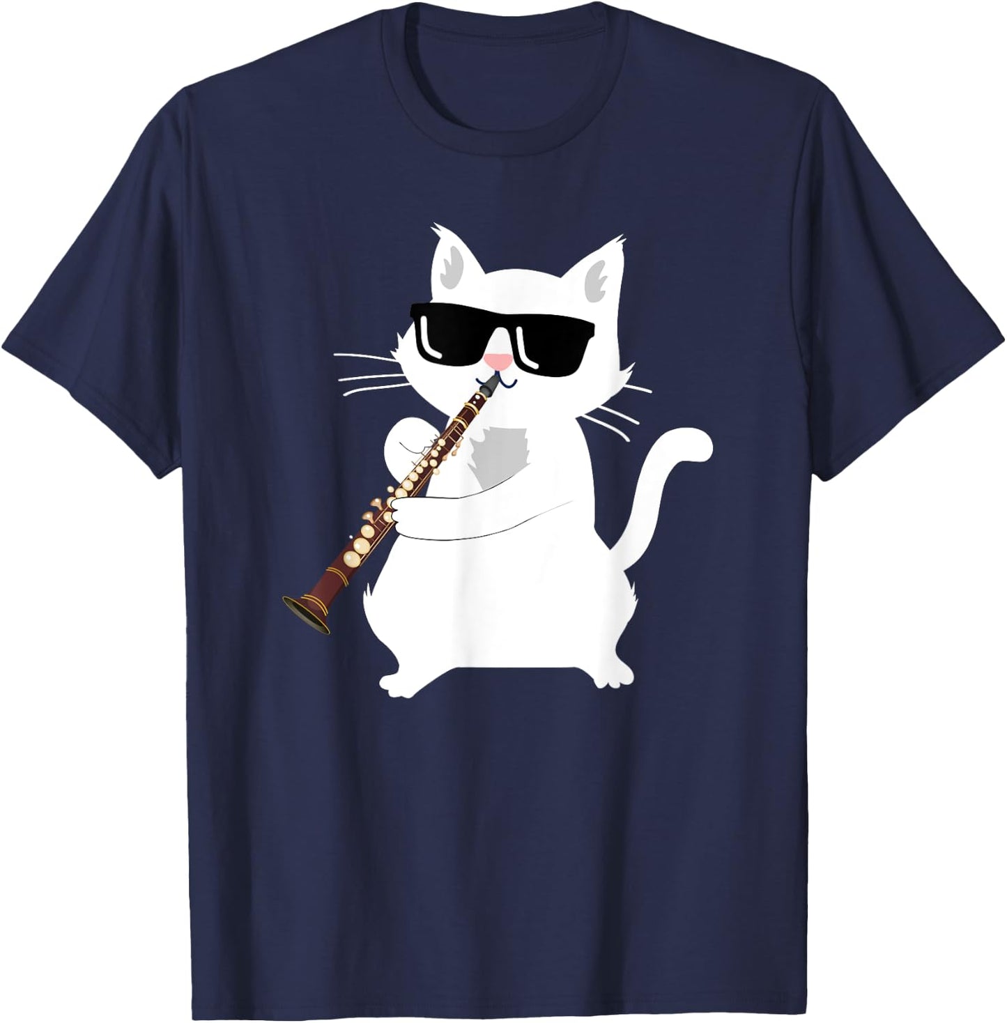 Cat Playing Clarinet T-Shirt - T-Shirt | Navy