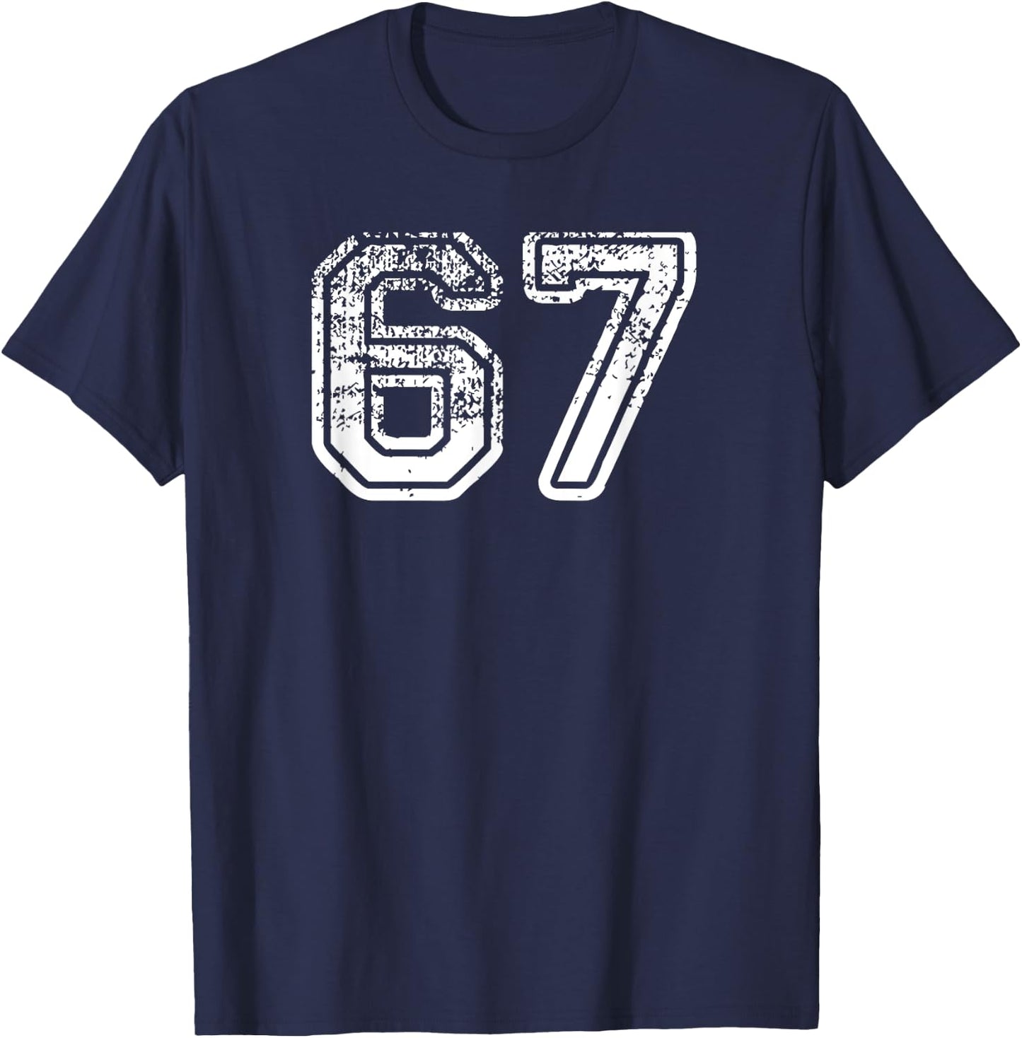 Number 67 Shirt Baseball Football Soccer Birthday T-Shirt - T-Shirt | Navy