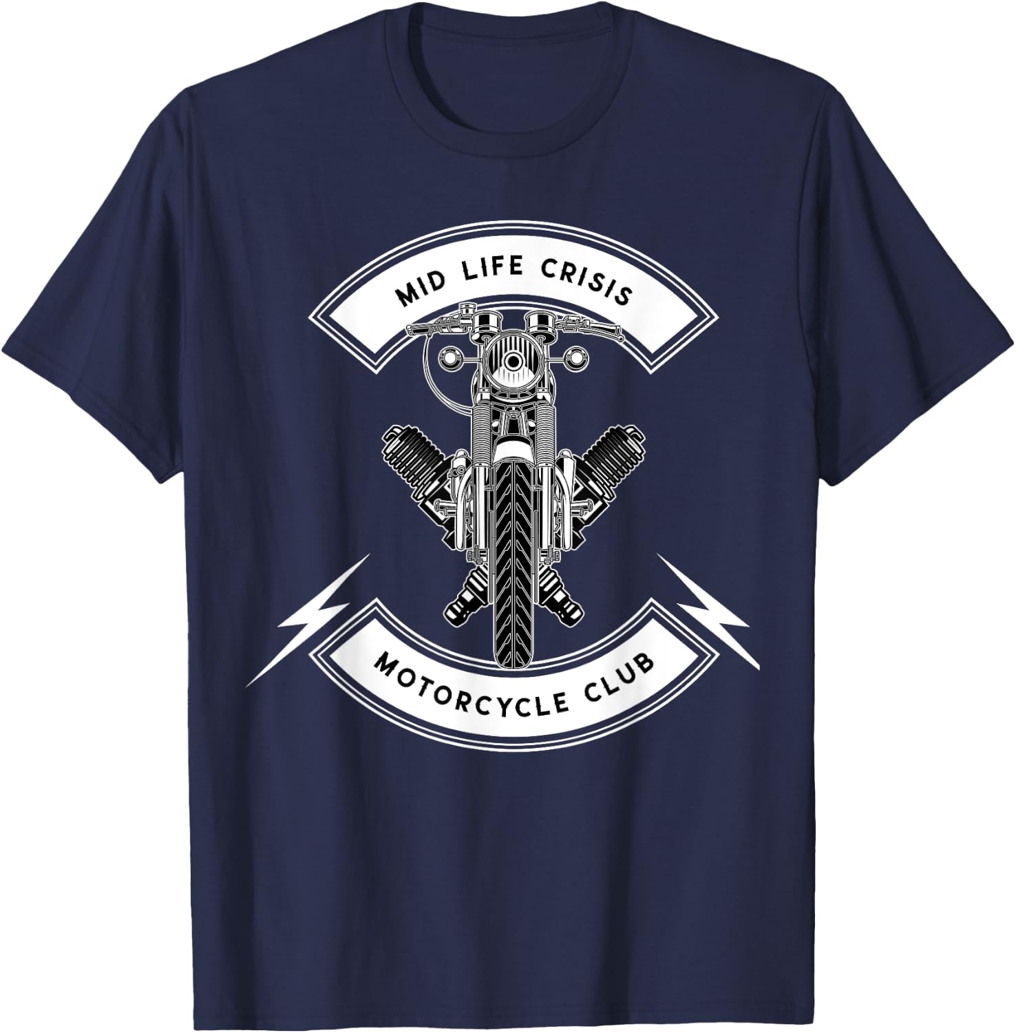 Mid Life Crisis Motorcycle Club Funny T-Shirt - T-Shirt | Navy