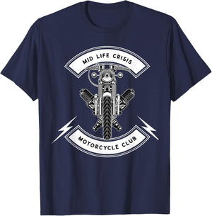 Mid Life Crisis Motorcycle Club Funny T-Shirt - T-Shirt | Navy