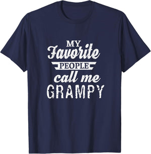 Unique Christmas Birthday My Favorite People Call Me Grampy Grandpa Black Classic Fit Short Sleeve T-Shirt - T-Shirt | Navy