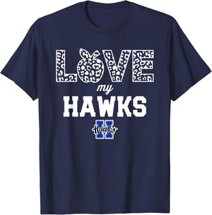 Hillsboro Hawks Logo Love My Team HS T-Shirt - T-Shirt | Navy
