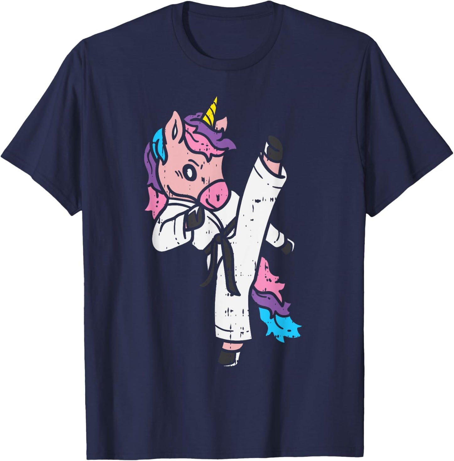 Kicking Unicorn Martial Art Cute Karate Taekwondo Girls Gift T-Shirt - T-Shirt | Navy