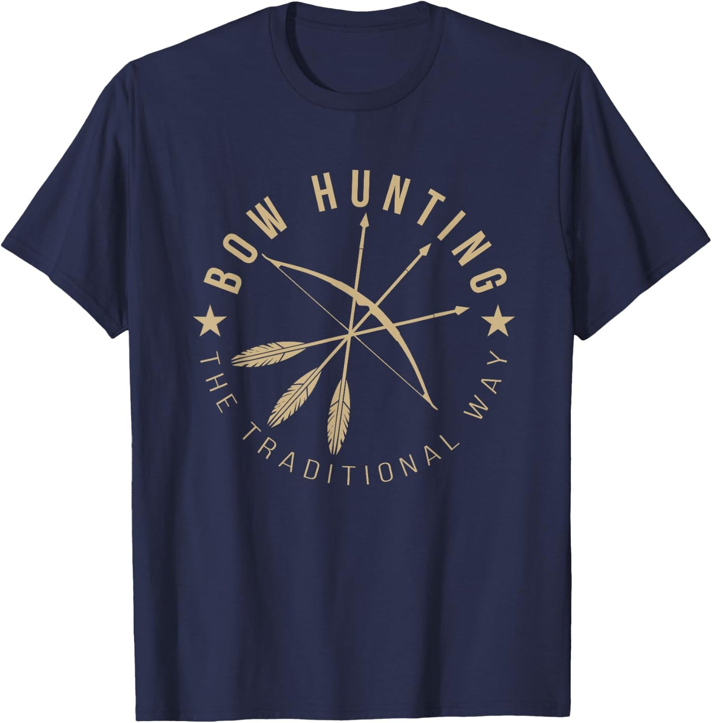 Bogenschieen Apparel Co. Traditional Archery Hunting - Black, Small, -Adults T-Shirt - T-Shirt | Navy