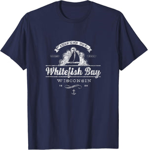 Whitefish Bay WI Sailboat Vintage Nautical T-Shirt - T-Shirt | Navy