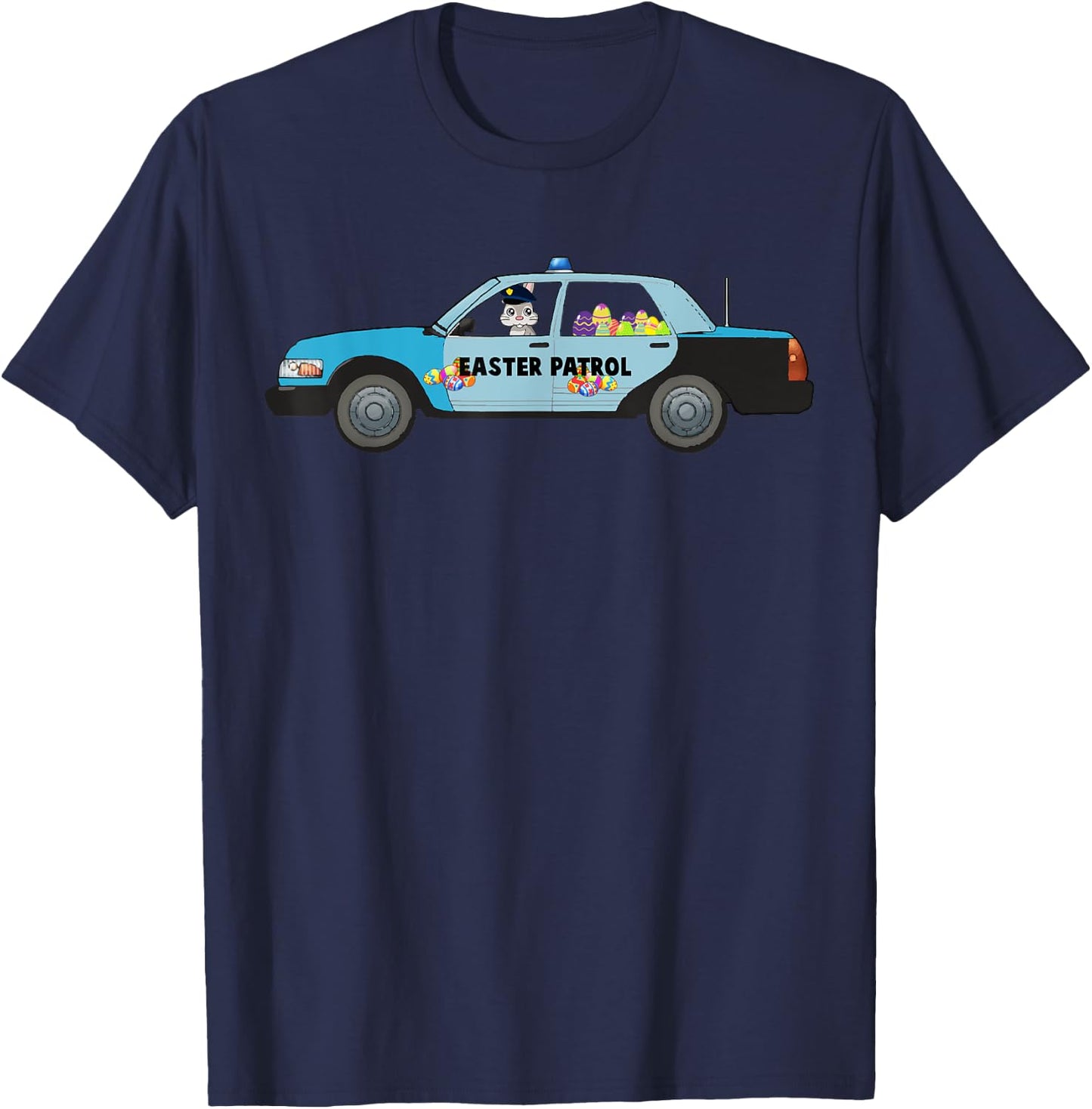 Easter Police Eggs Boys Girls Kids Bunny Rabbit Cruiser T-Shirt - T-Shirt | Navy
