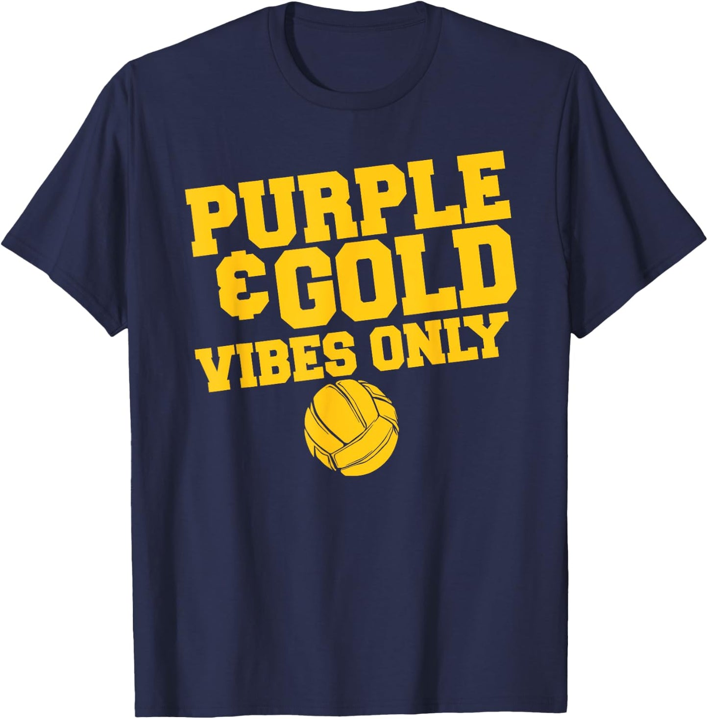 Purple Gold Game Day High School Volleyball Group Team T-Shirt - T-Shirt | Navy