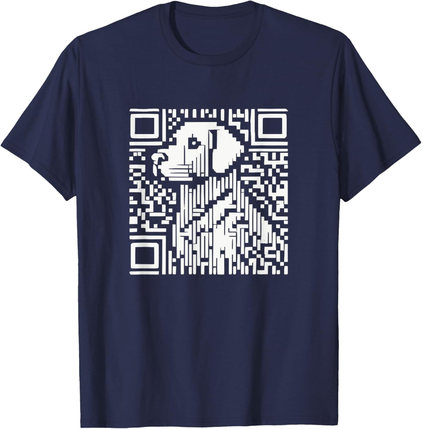 Pixelated QR Dog Code T-Shirt - T-Shirt | Navy