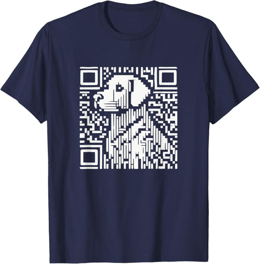 Pixelated QR Dog Code T-Shirt - T-Shirt | Navy