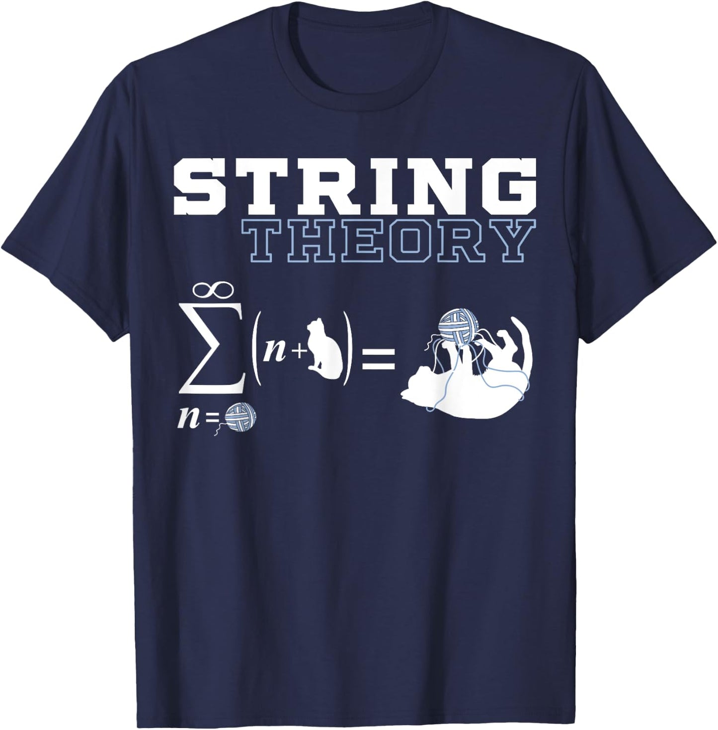 Funny Cat | Yarn | String Theory Men Women T-Shirt - T-Shirt | Navy