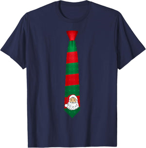 Santa Christmas Tie, Necktie Funny Dress Xmas Graphic T-Shirt - T-Shirt | Navy