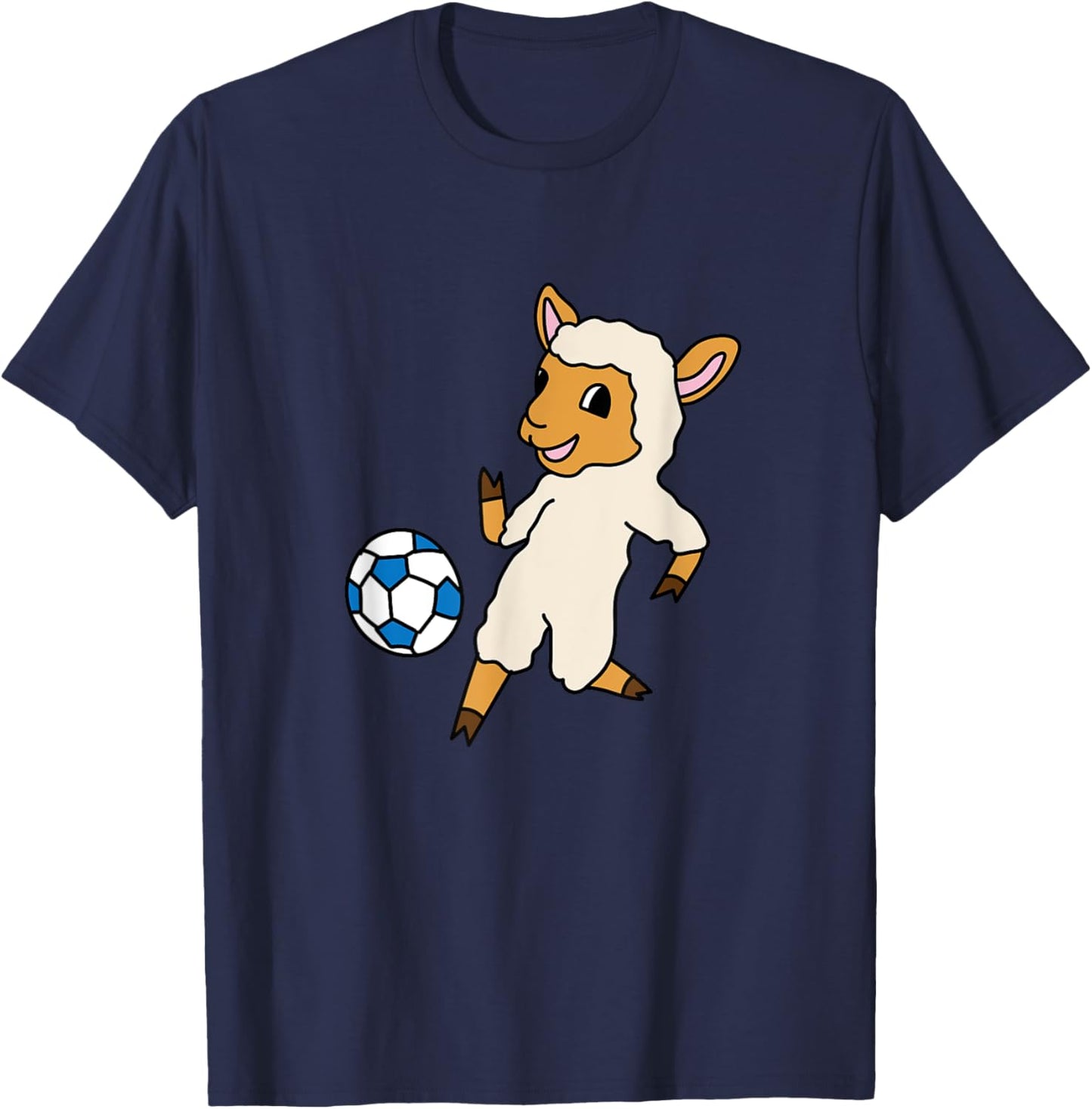 Cute Lamb Playing Soccer Ball Sports Sheeps T-Shirt - T-Shirt | Navy