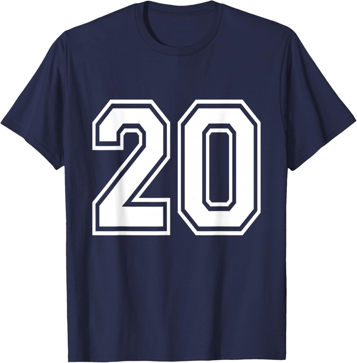 Number 20 Varsity Sports Team Jersey 20th Birthday 20 Years T-Shirt - T-Shirt | Navy