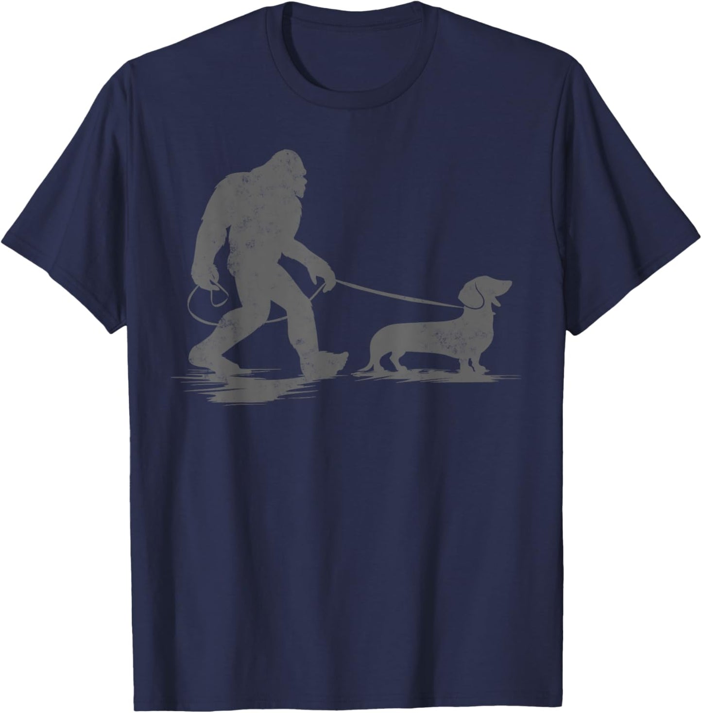 Bigfoot Walking Dachshund Dog Funny Wiener Dog Dad Gifts Men Women Kids T-Shirt - T-Shirt | Navy