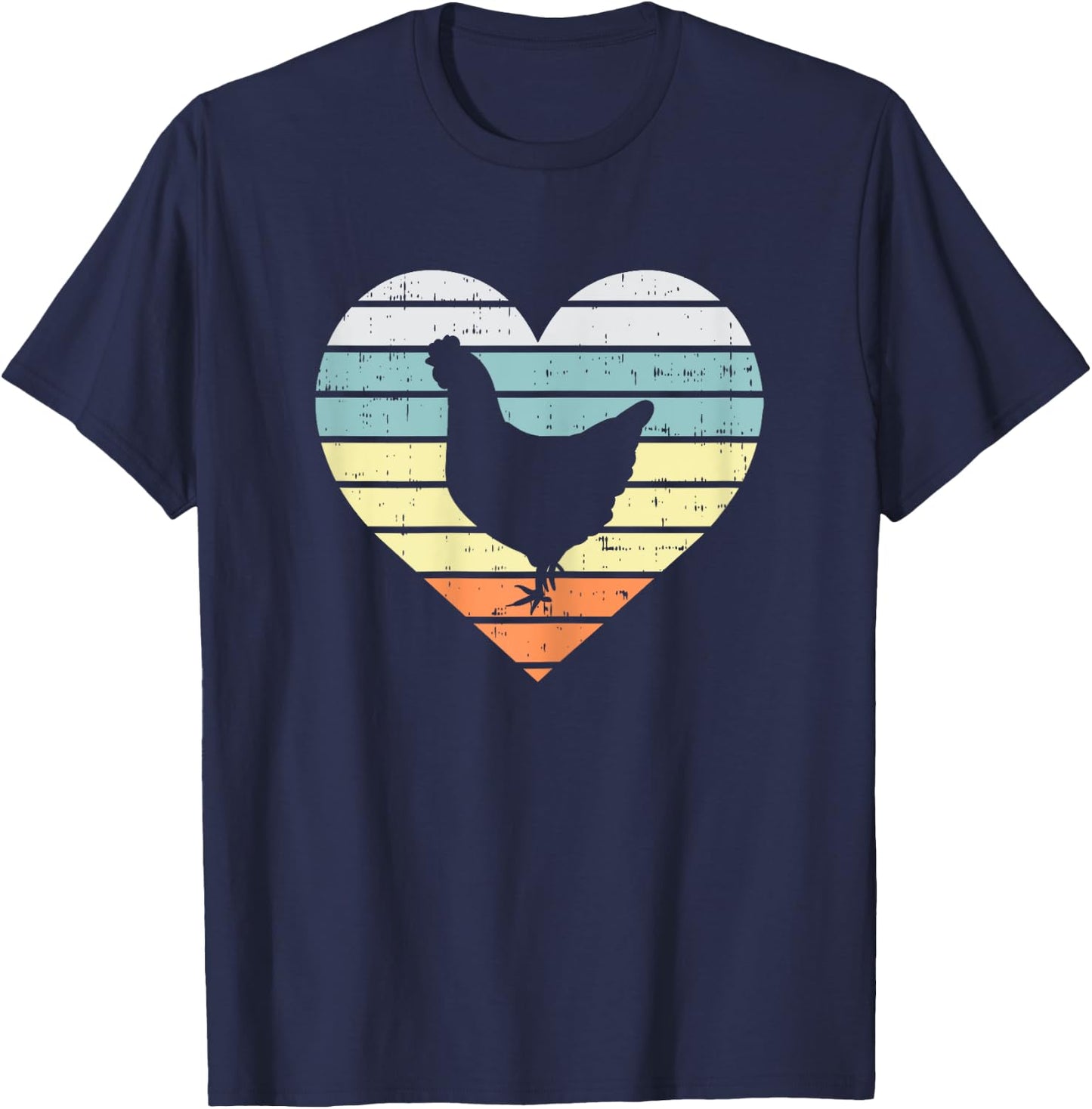 Chicken Heart Retro Farm Animal Farming Country Farmer Gift T-Shirt - T-Shirt | Navy