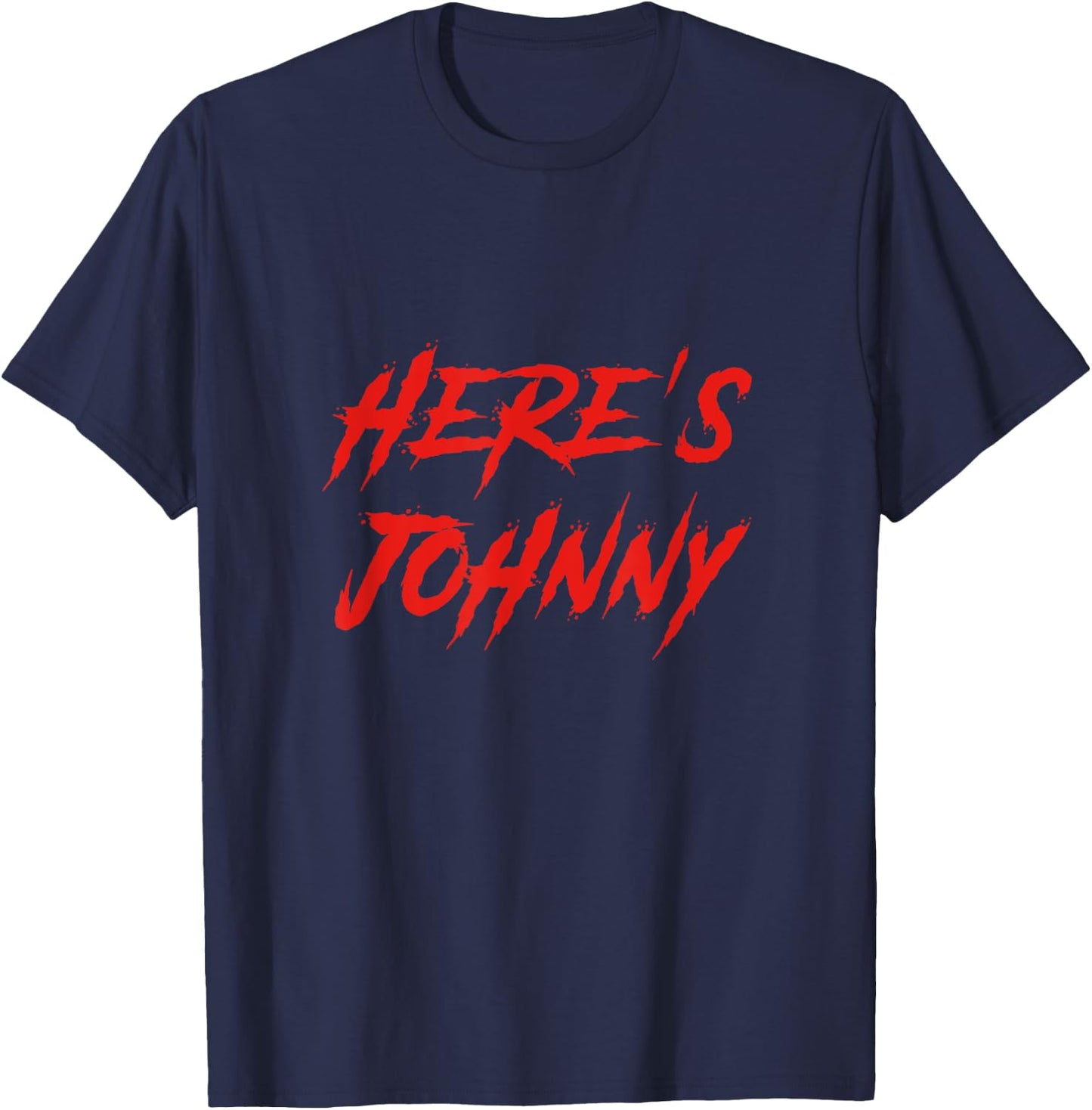 Here's Johnny Halloween Retro Black , -Adults, Small, Short Sleeve T-Shirt - T-Shirt | Navy