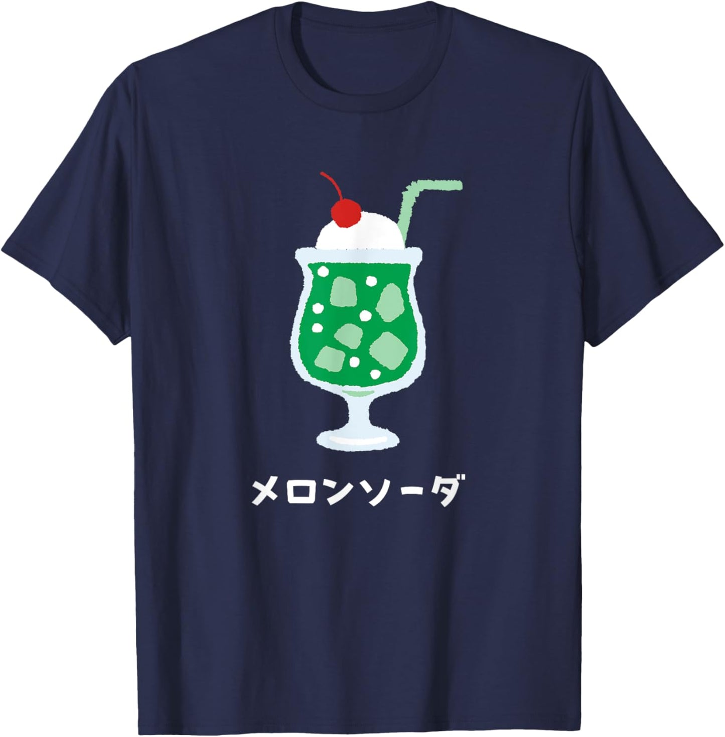 Retro Japanese Green Melon Soda Juice Drink Japan 70s 80s T-Shirt - T-Shirt | Navy