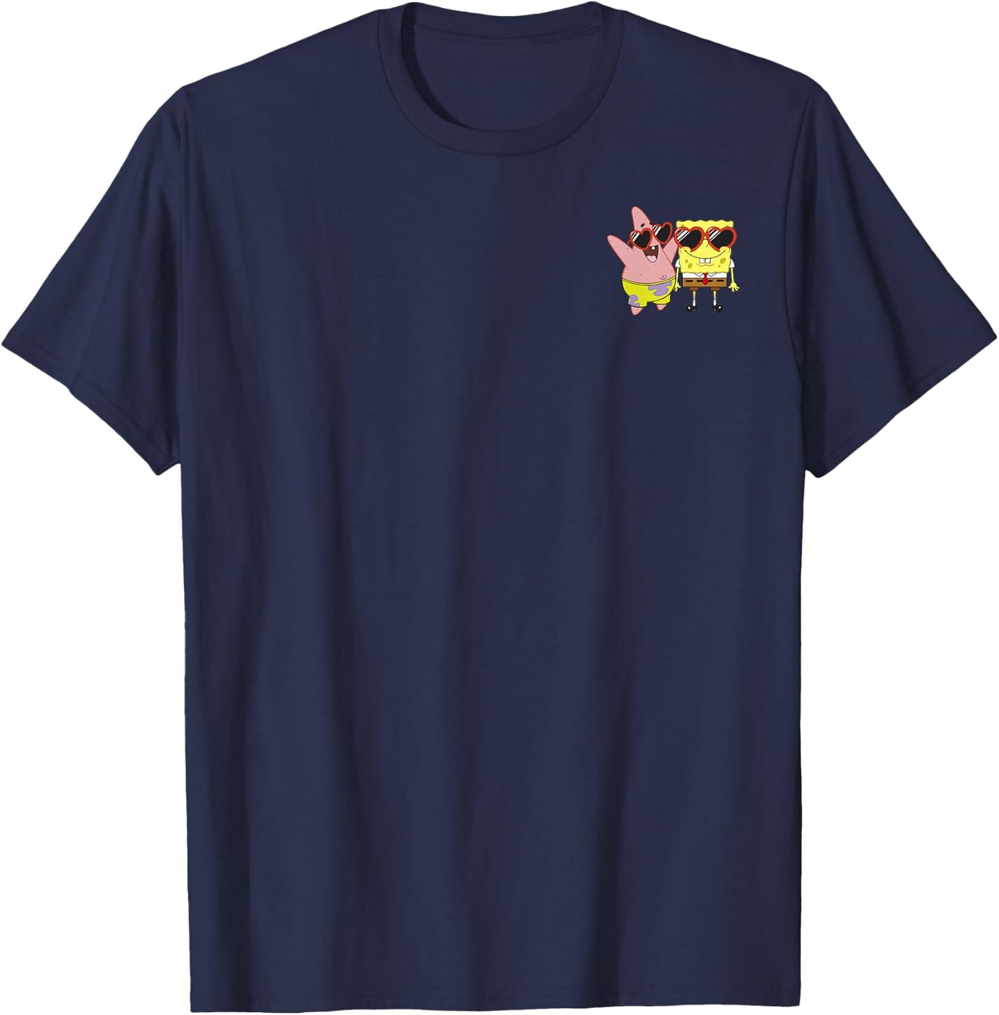 SpongeBob SquarePants Patrick Star Heart Glasses Left Chest T-Shirt - T-Shirt | Navy