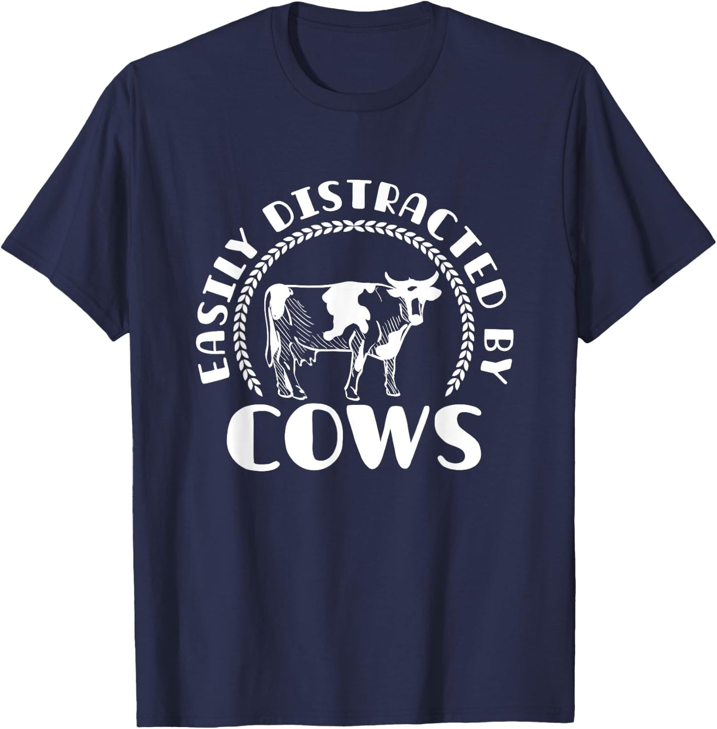 Easily Distracted By Cow T-Shirt - T-Shirt | Navy