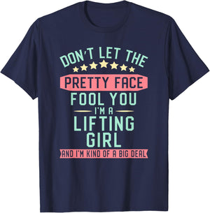 Lifting Girl Fitness Weight Lifter Gift T-Shirt - T-Shirt | Navy