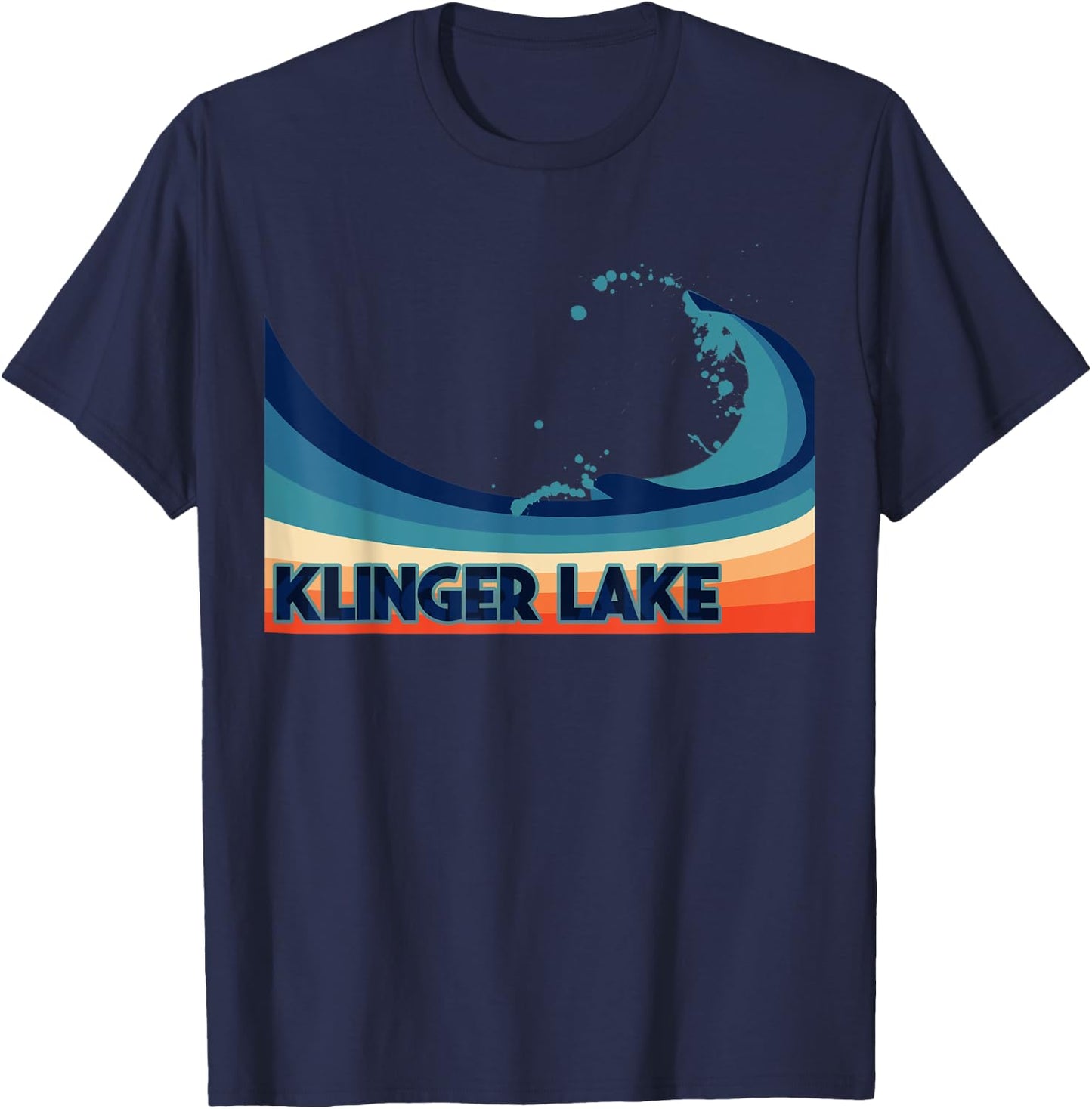 Klinger Lake, Michigan Retro Boating Sailing & Fishing T-Shirt - T-Shirt | Navy