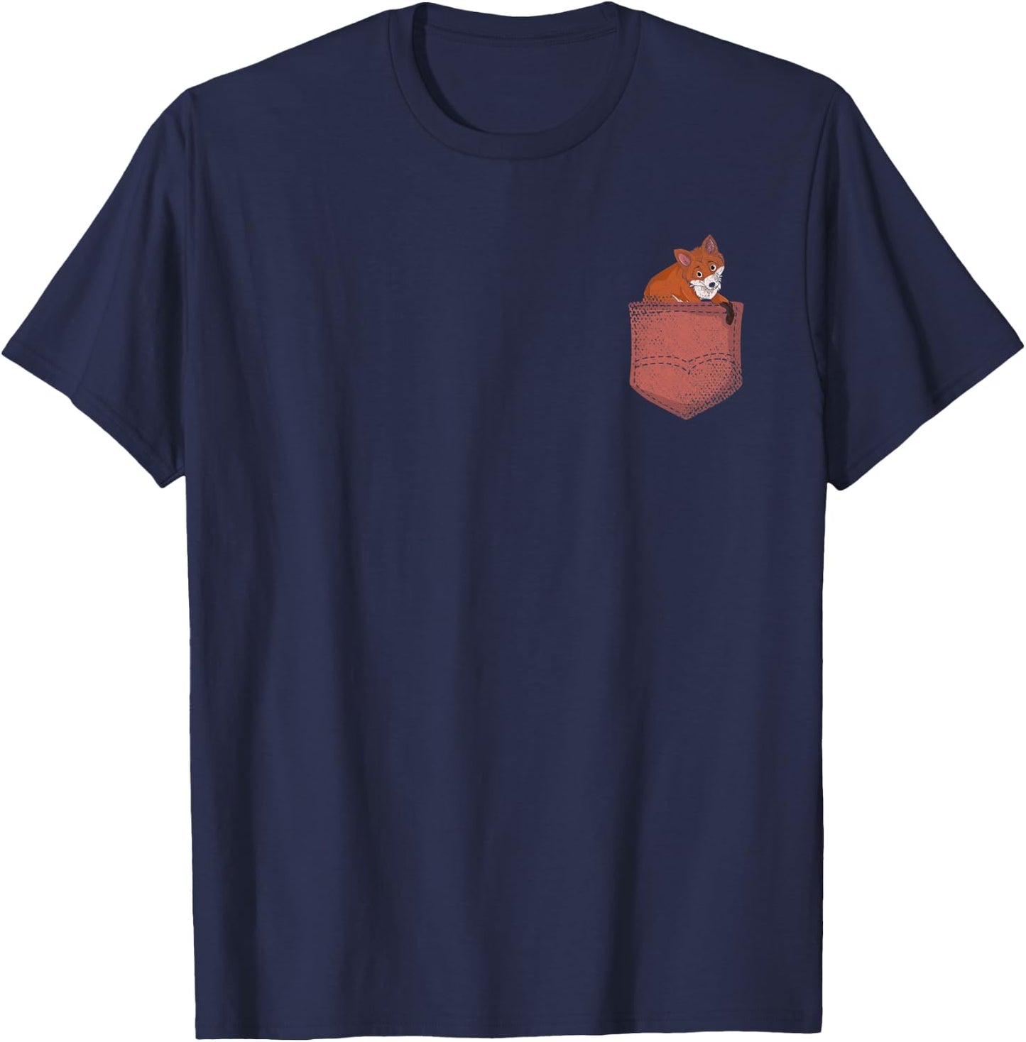 Fox Lover Cute Wildlife Pocket Forest Animal Fox T-Shirt - T-Shirt | Navy